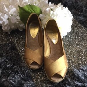 Lauren by Ralph Lauren Gold Shantung Wedges